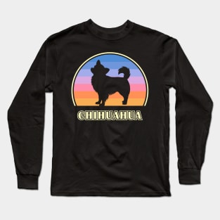 Long Haired Chihuahua Vintage Sunset Dog Long Sleeve T-Shirt